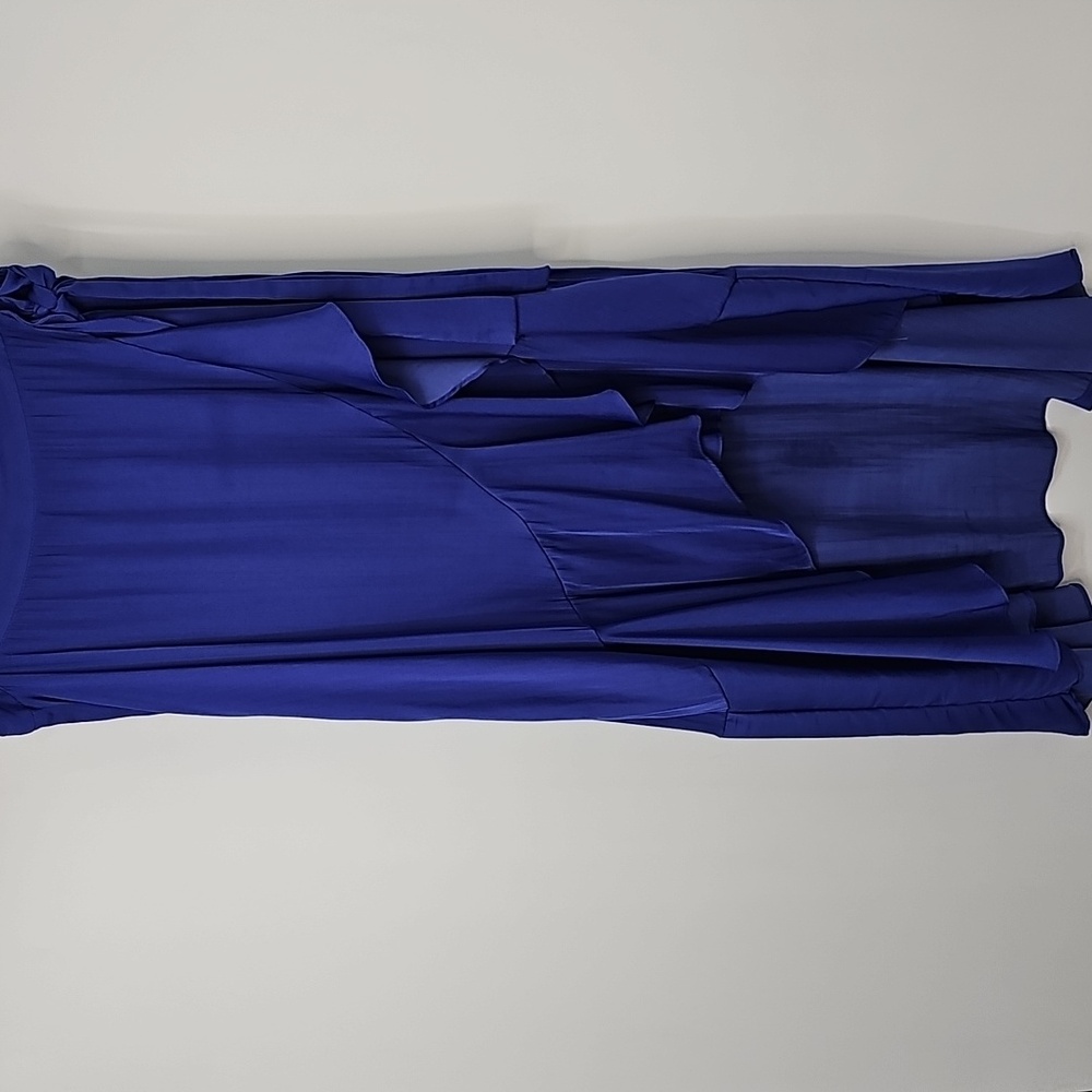 Anthropologie Elegant Blue Silky Wrap‎ Skirt Asymmetrical Ruffle Hem Peasant - Picture 12 of 16
